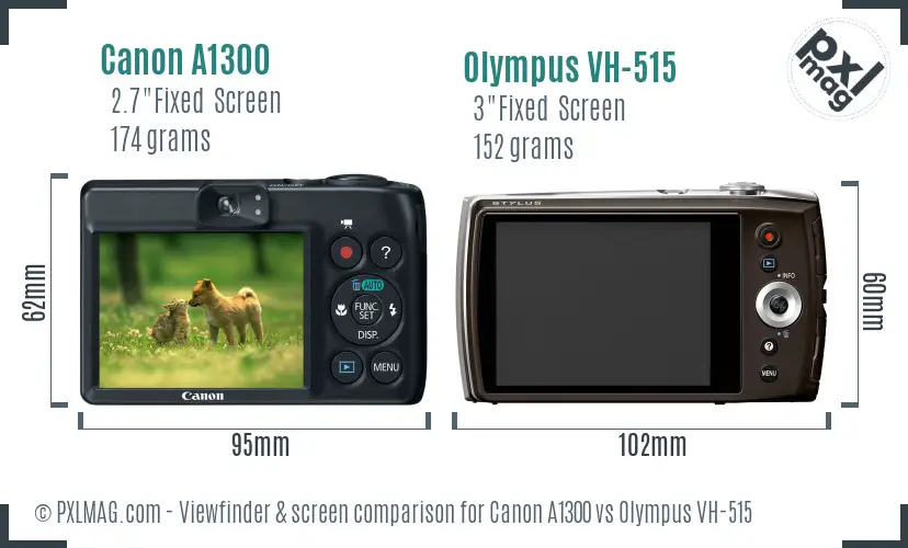 Canon A1300 vs Olympus VH-515 Screen and Viewfinder comparison