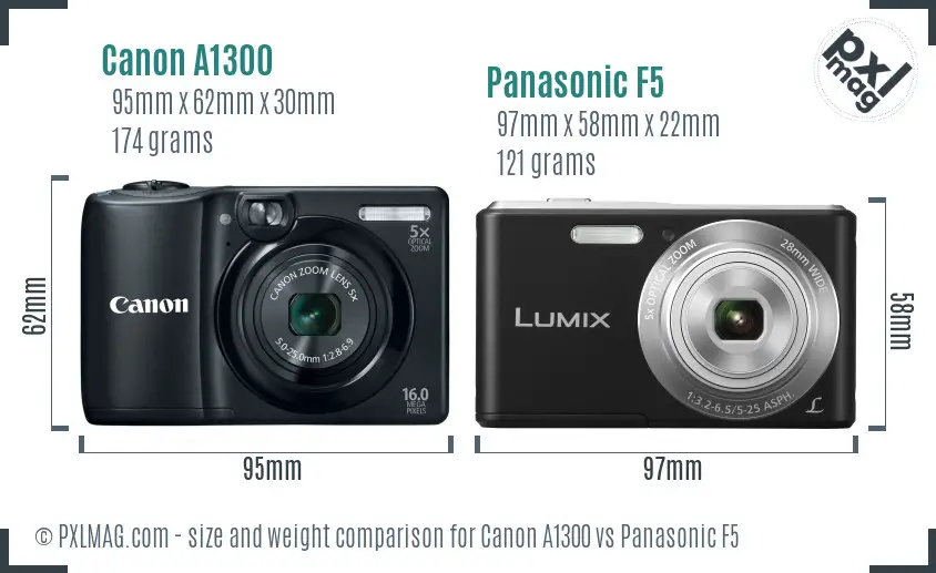 Canon A1300 vs Panasonic F5 size comparison Canon A1300 vs Panasonic F5 size comparison