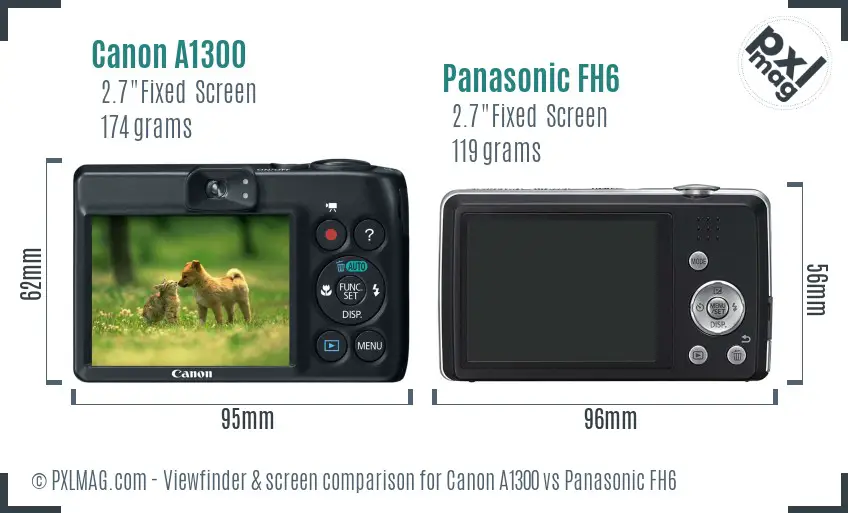 Canon A1300 vs Panasonic FH6 Screen and Viewfinder comparison Canon A1300 vs Panasonic FH6 Screen and Viewfinder comparison