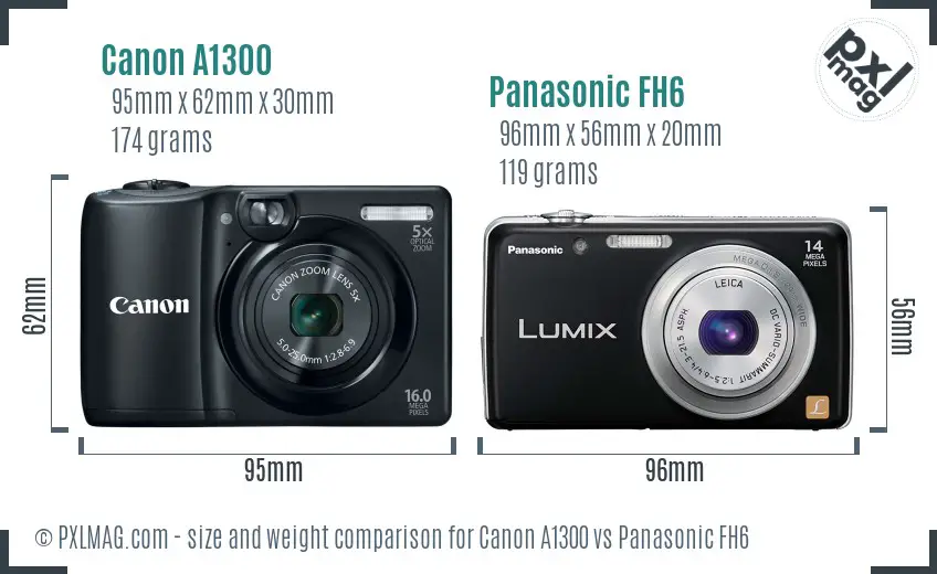 Canon A1300 vs Panasonic FH6 size comparison Canon A1300 vs Panasonic FH6 size comparison