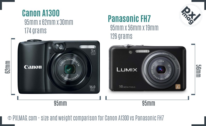 Canon A1300 vs Panasonic FH7 size comparison Canon A1300 vs Panasonic FH7 size comparison