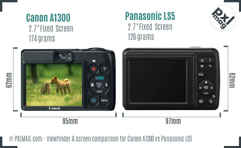 Canon A1300 vs Panasonic LS5 Screen and Viewfinder comparison
