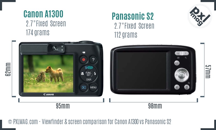 Canon A1300 vs Panasonic S2 Screen and Viewfinder comparison