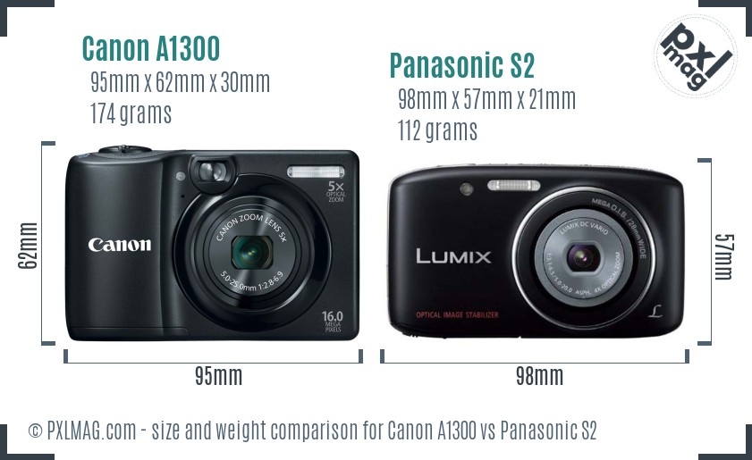 Canon A1300 vs Panasonic S2 size comparison Canon A1300 vs Panasonic S2 size comparison