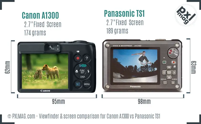Canon A1300 vs Panasonic TS1 Screen and Viewfinder comparison