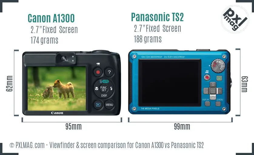Canon A1300 vs Panasonic TS2 Screen and Viewfinder comparison Canon A1300 vs Panasonic TS2 Screen and Viewfinder comparison