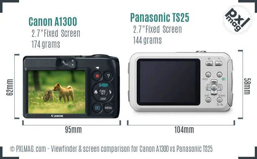 Canon A1300 vs Panasonic TS25 Screen and Viewfinder comparison Canon A1300 vs Panasonic TS25 Screen and Viewfinder comparison