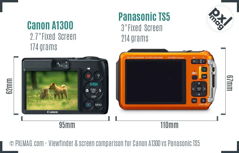 Canon A1300 vs Panasonic TS5 Screen and Viewfinder comparison