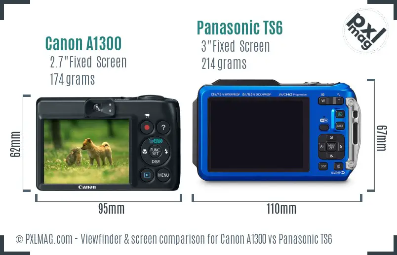 Canon A1300 vs Panasonic TS6 Screen and Viewfinder comparison Canon A1300 vs Panasonic TS6 Screen and Viewfinder comparison