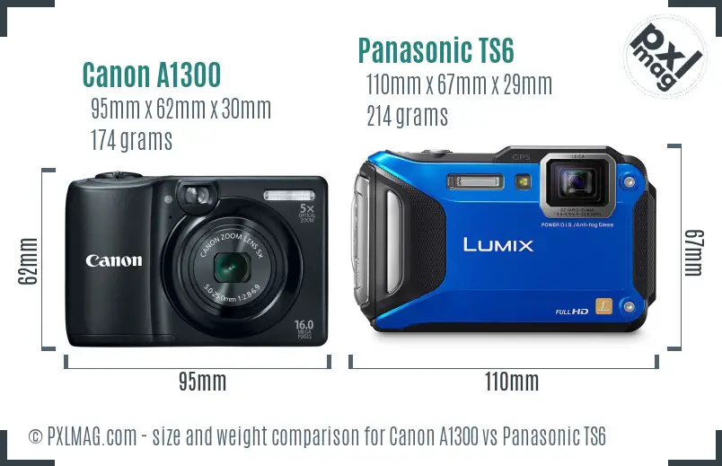 Canon A1300 vs Panasonic TS6 size comparison Canon A1300 vs Panasonic TS6 size comparison