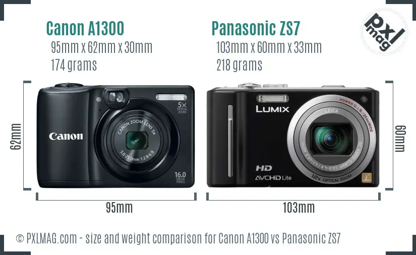 Canon A1300 vs Panasonic ZS7 size comparison Canon A1300 vs Panasonic ZS7 size comparison
