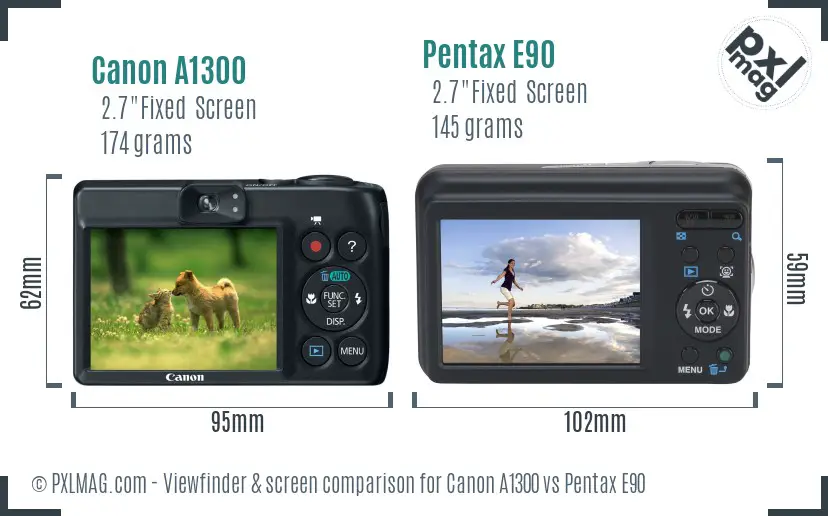 Canon A1300 vs Pentax E90 Screen and Viewfinder comparison Canon A1300 vs Pentax E90 Screen and Viewfinder comparison