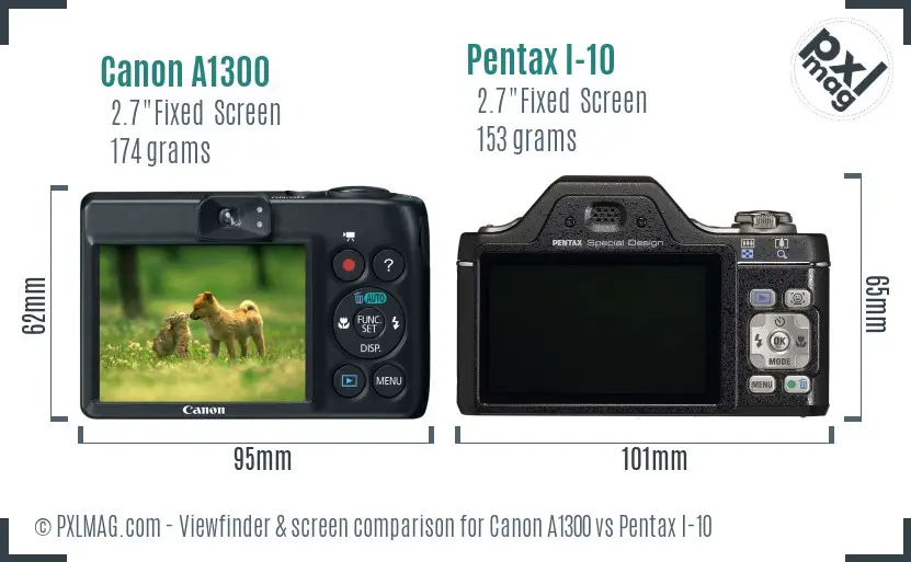 Canon A1300 vs Pentax I-10 Screen and Viewfinder comparison