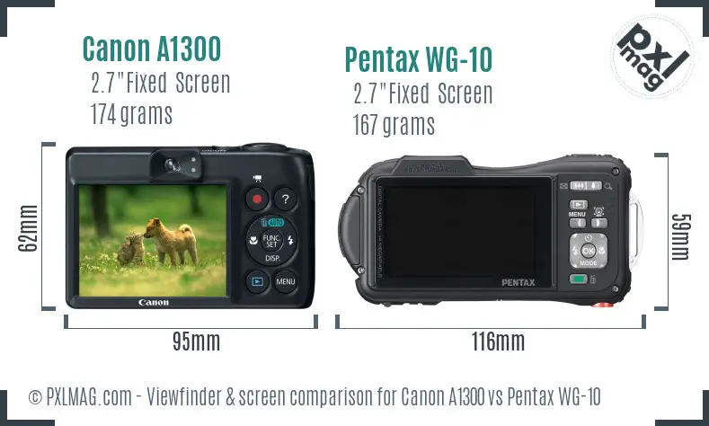 Canon A1300 vs Pentax WG-10 Screen and Viewfinder comparison Canon A1300 vs Pentax WG-10 Screen and Viewfinder comparison