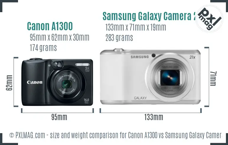 Canon A1300 vs Samsung Galaxy Camera 2 size comparison Canon A1300 vs Samsung Galaxy Camera 2 size comparison