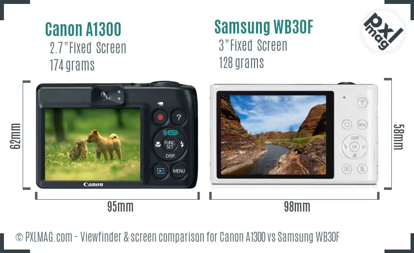 Canon A1300 vs Samsung WB30F Screen and Viewfinder comparison Canon A1300 vs Samsung WB30F Screen and Viewfinder comparison