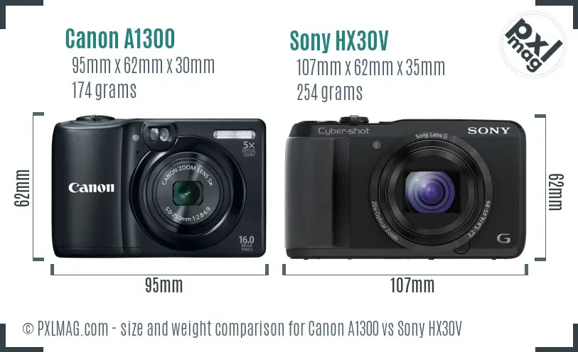 Canon A1300 vs Sony HX30V size comparison Canon A1300 vs Sony HX30V size comparison