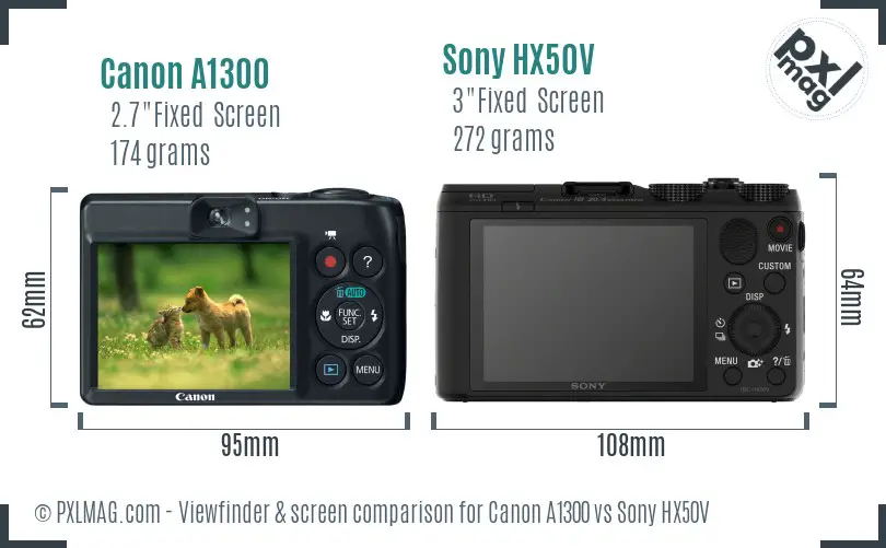 Canon A1300 vs Sony HX50V Screen and Viewfinder comparison Canon A1300 vs Sony HX50V Screen and Viewfinder comparison