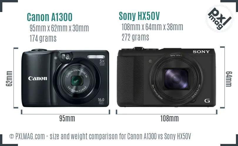 Canon A1300 vs Sony HX50V size comparison Canon A1300 vs Sony HX50V size comparison