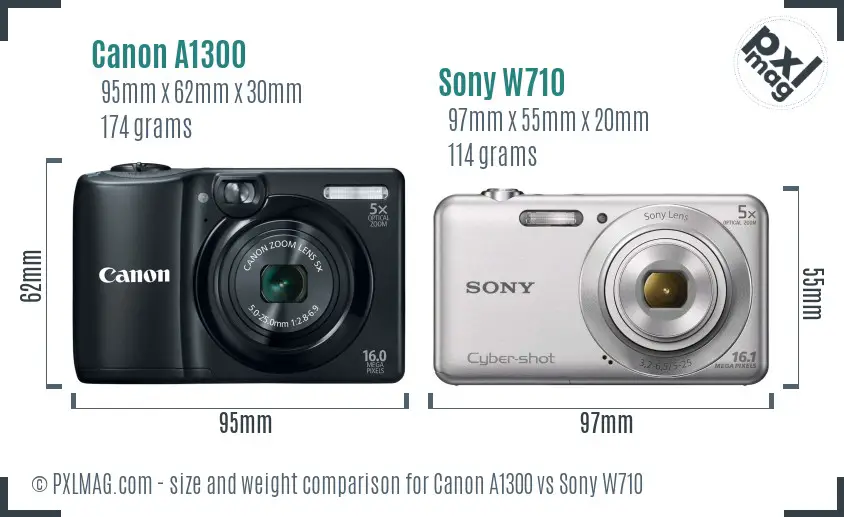 Canon A1300 vs Sony W710 size comparison Canon A1300 vs Sony W710 size comparison