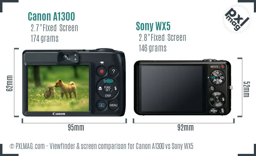 Canon A1300 vs Sony WX5 Screen and Viewfinder comparison