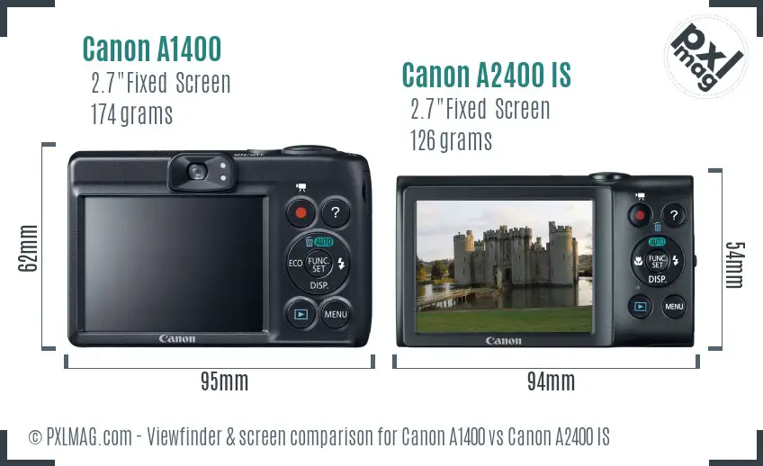 Canon A1400 vs Canon A2400 IS Screen and Viewfinder comparison