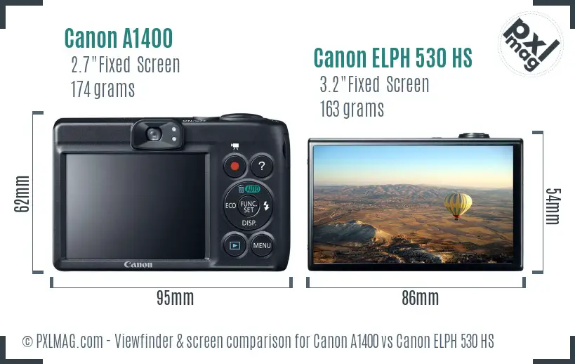 Canon A1400 vs Canon ELPH 530 HS Screen and Viewfinder comparison Canon A1400 vs Canon ELPH 530 HS Screen and Viewfinder comparison