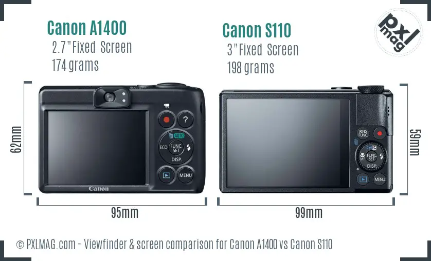 Canon A1400 vs Canon S110 Screen and Viewfinder comparison Canon A1400 vs Canon S110 Screen and Viewfinder comparison