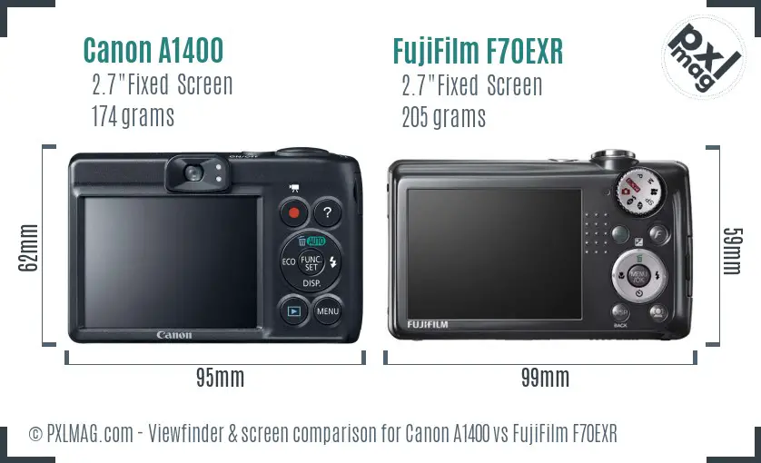 Canon A1400 vs FujiFilm F70EXR Screen and Viewfinder comparison