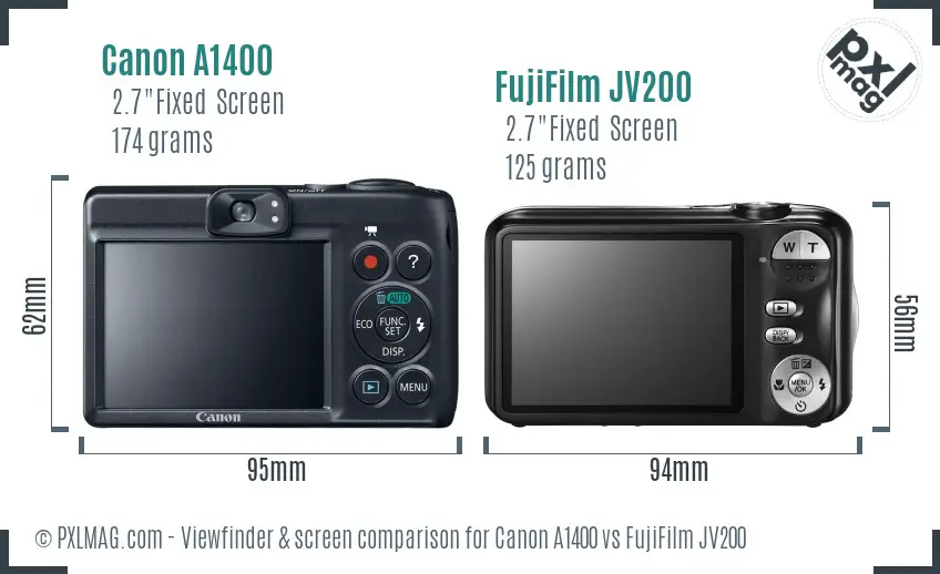 Canon A1400 vs FujiFilm JV200 Screen and Viewfinder comparison Canon A1400 vs FujiFilm JV200 Screen and Viewfinder comparison