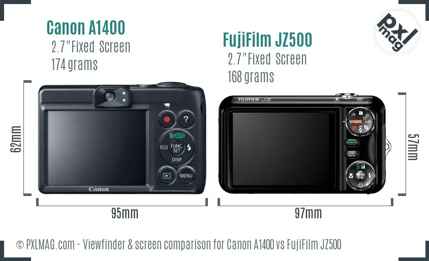 Canon A1400 vs FujiFilm JZ500 Screen and Viewfinder comparison