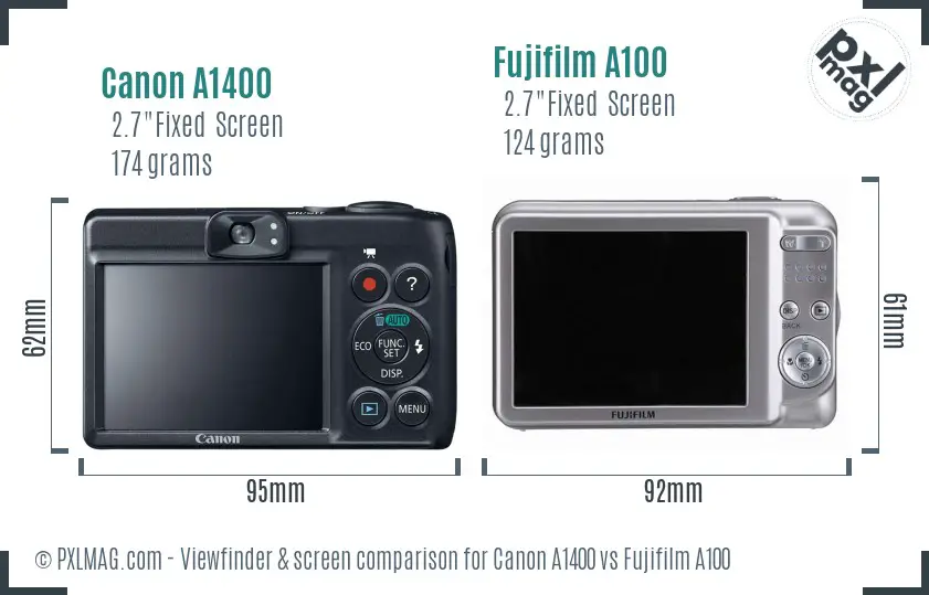 Canon A1400 vs Fujifilm A100 Screen and Viewfinder comparison