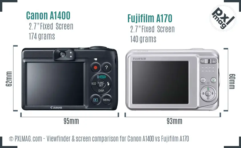 Canon A1400 vs Fujifilm A170 Screen and Viewfinder comparison