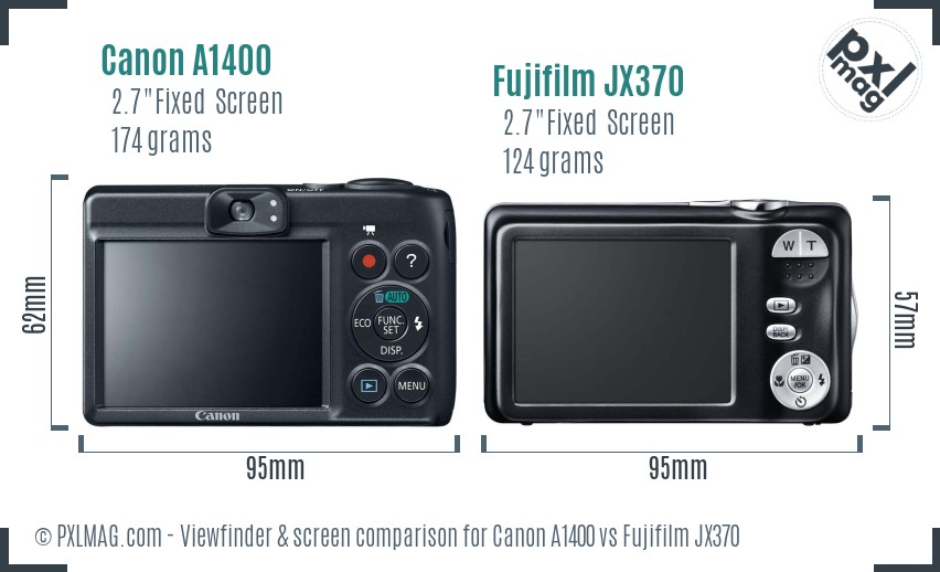 Canon A1400 vs Fujifilm JX370 Screen and Viewfinder comparison