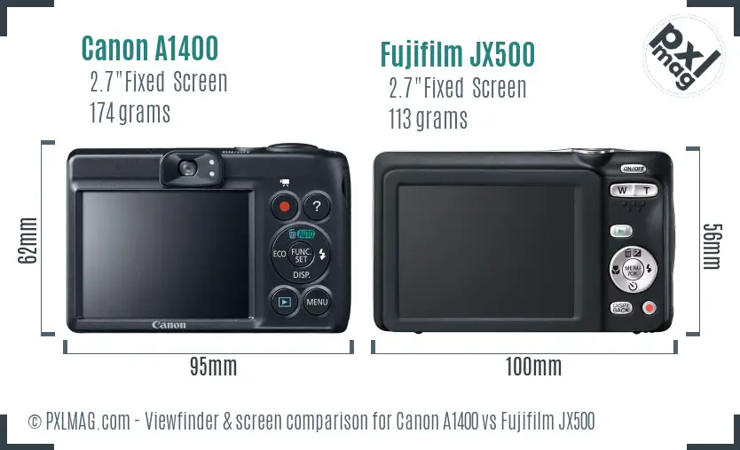 Canon A1400 vs Fujifilm JX500 Screen and Viewfinder comparison Canon A1400 vs Fujifilm JX500 Screen and Viewfinder comparison