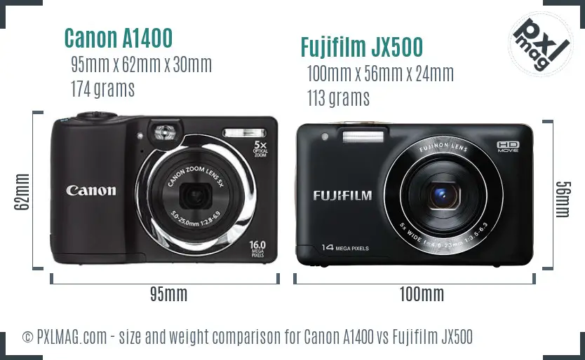 Canon A1400 vs Fujifilm JX500 size comparison Canon A1400 vs Fujifilm JX500 size comparison