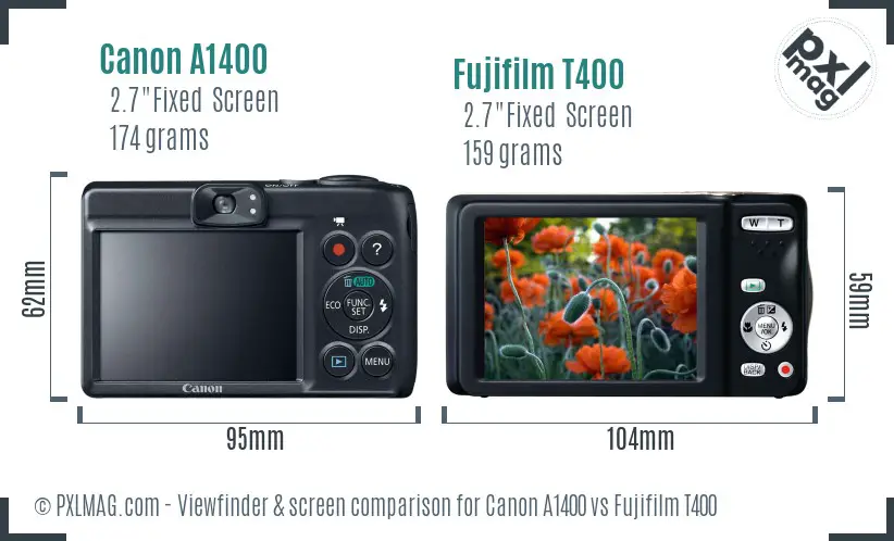 Canon A1400 vs Fujifilm T400 Screen and Viewfinder comparison Canon A1400 vs Fujifilm T400 Screen and Viewfinder comparison