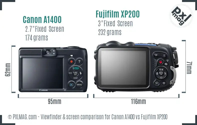 Canon A1400 vs Fujifilm XP200 Screen and Viewfinder comparison Canon A1400 vs Fujifilm XP200 Screen and Viewfinder comparison