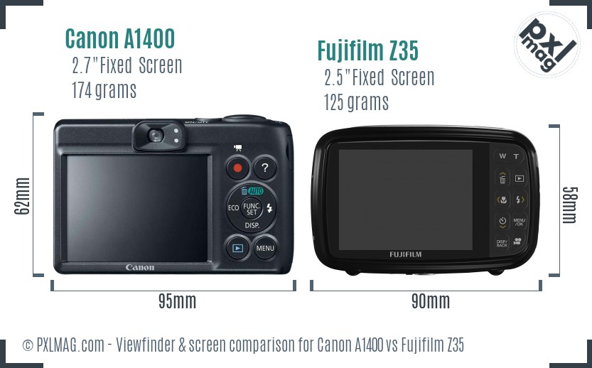 Canon A1400 vs Fujifilm Z35 Screen and Viewfinder comparison