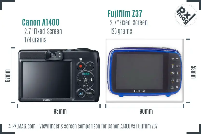 Canon A1400 vs Fujifilm Z37 Screen and Viewfinder comparison