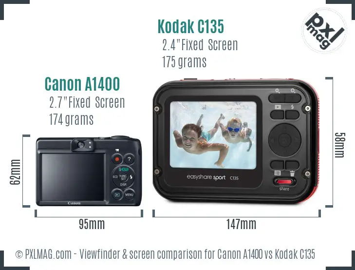 Canon A1400 vs Kodak C135 Screen and Viewfinder comparison Canon A1400 vs Kodak C135 Screen and Viewfinder comparison