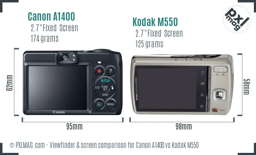 Canon A1400 vs Kodak M550 Screen and Viewfinder comparison Canon A1400 vs Kodak M550 Screen and Viewfinder comparison