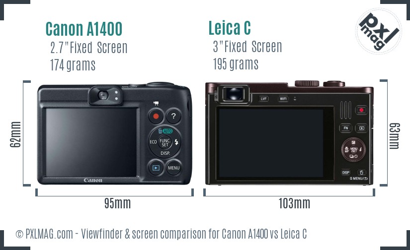 Canon A1400 vs Leica C Screen and Viewfinder comparison
