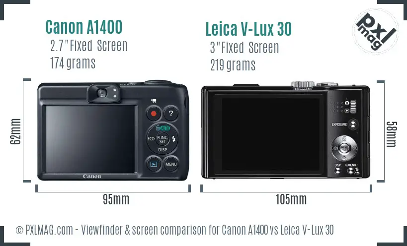 Canon A1400 vs Leica V-Lux 30 Screen and Viewfinder comparison