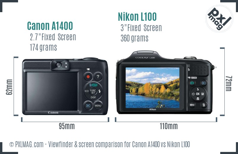 Canon A1400 vs Nikon L100 Screen and Viewfinder comparison