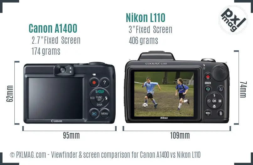 Canon A1400 vs Nikon L110 Screen and Viewfinder comparison Canon A1400 vs Nikon L110 Screen and Viewfinder comparison