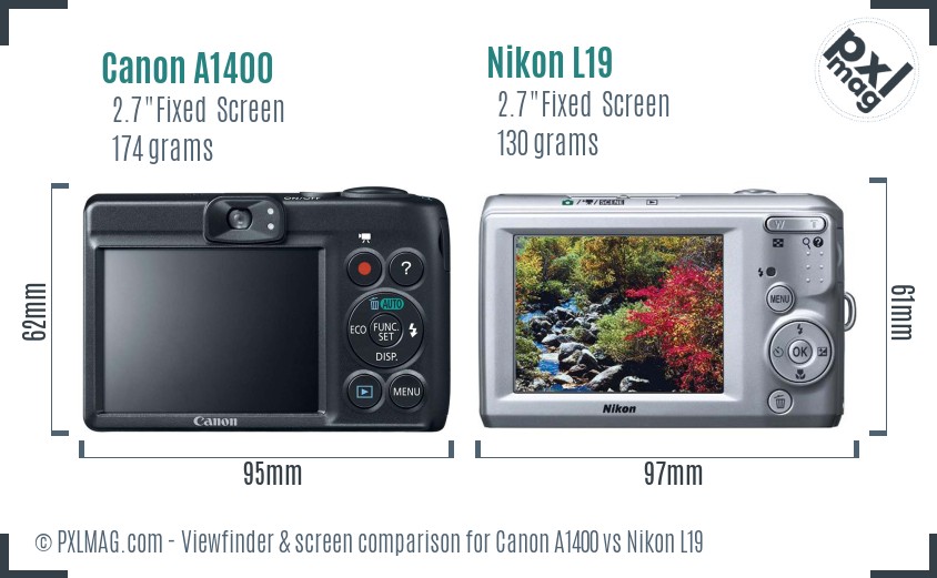 Canon A1400 vs Nikon L19 Screen and Viewfinder comparison
