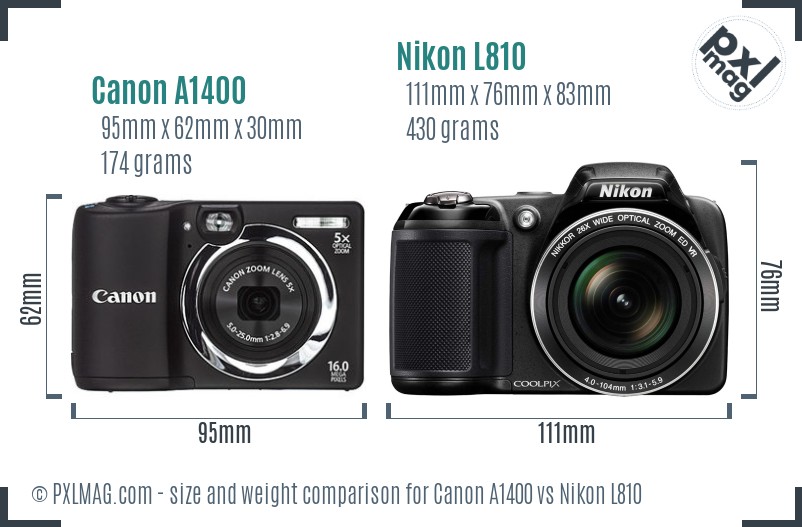 Canon A1400 vs Nikon L810 size comparison Canon A1400 vs Nikon L810 size comparison