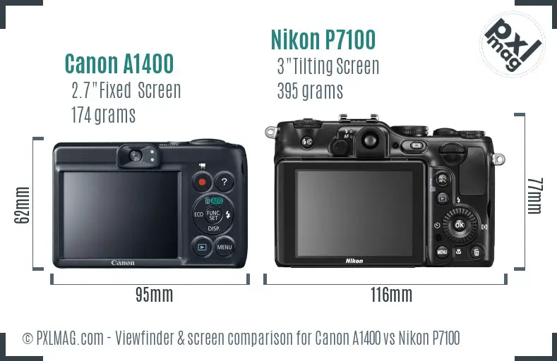 Canon A1400 vs Nikon P7100 Screen and Viewfinder comparison