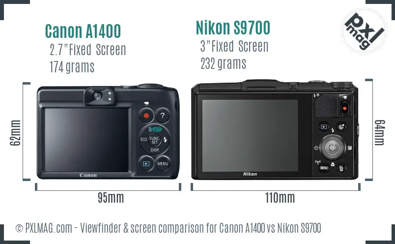 Canon A1400 vs Nikon S9700 Screen and Viewfinder comparison Canon A1400 vs Nikon S9700 Screen and Viewfinder comparison